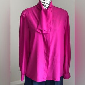 Barbie hot Pink fuchsia secretary blouse M
